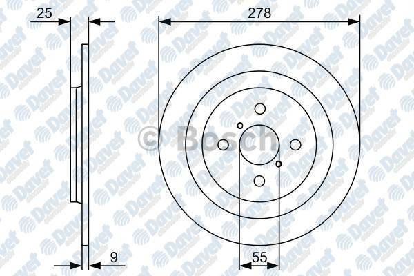 BOSCH 0986479C05 Fren Diski Arka 278mm Toyota Yaris P9 05-11 P13 10> 1.0 1.3 Vvt-I 1.4 D-4d